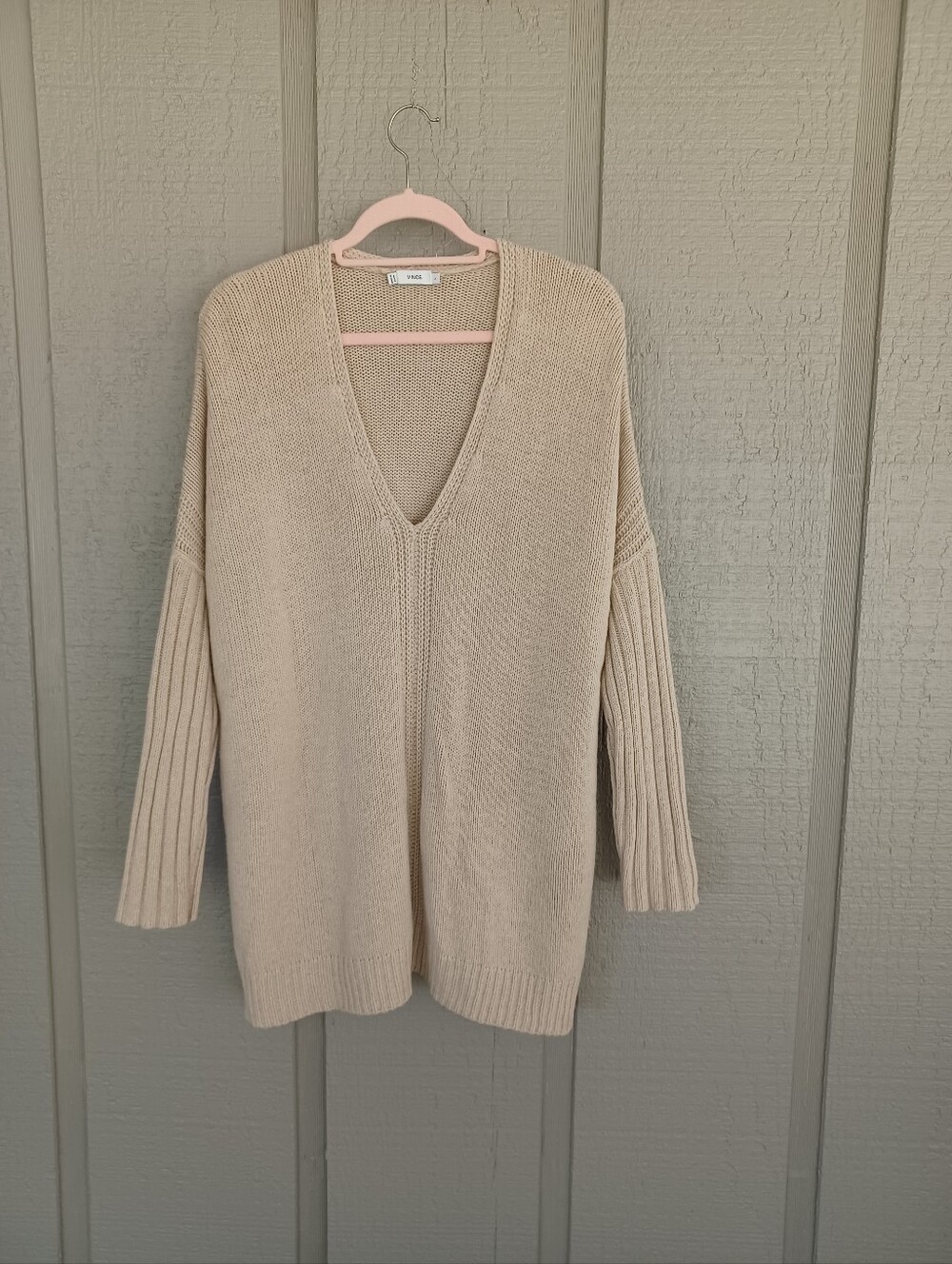 Vince Wool Yak Tunic Sweater Size L Women Minimalist Long Sleeve In Oatmeal